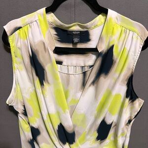 Alfani Women's Black, Tan and Neon Blouse